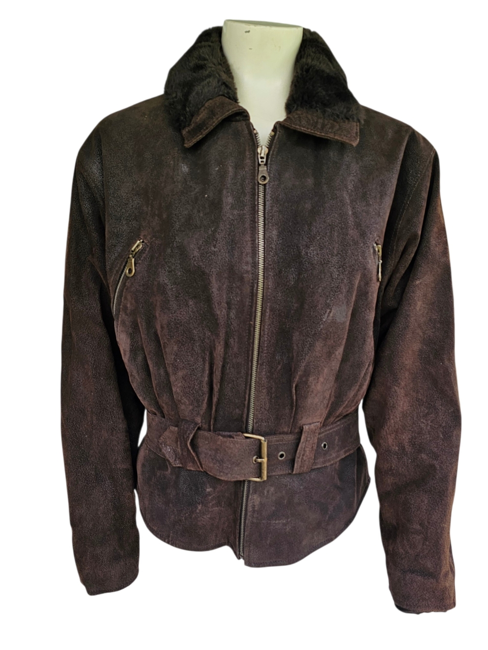 Vintage Lloyd Elliot Country Club Womens Small Brown Leather Jacket Belted